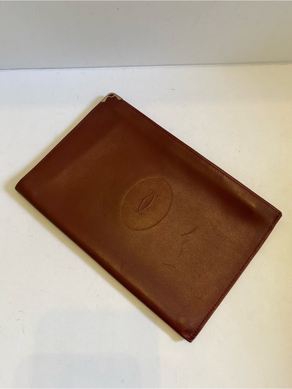 Cartier Must de Cartier 21 Bordeaux Leather Clutch/Pouch Bag Circa 1990s